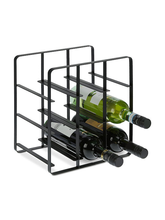 Relaxdays Suport De Masă Pentru Sticle Metalic Pentru 9 Sticle Negru 27.5x20x30.5cm