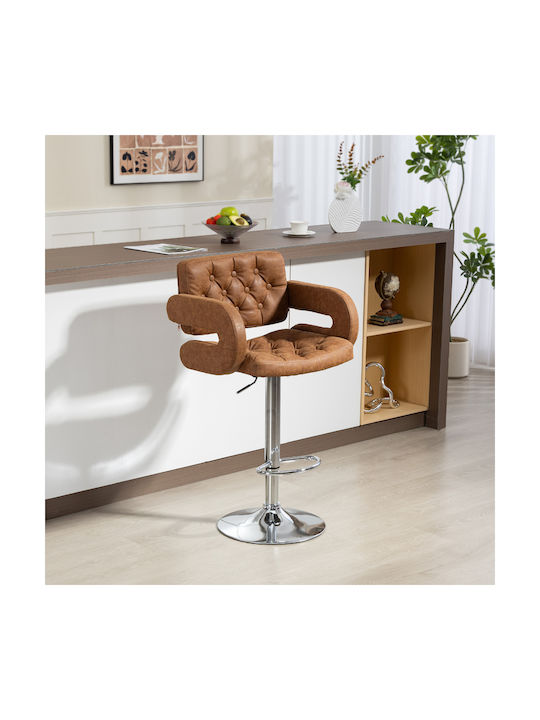 Bar Stool with Backrest & Adjustable Height Brown