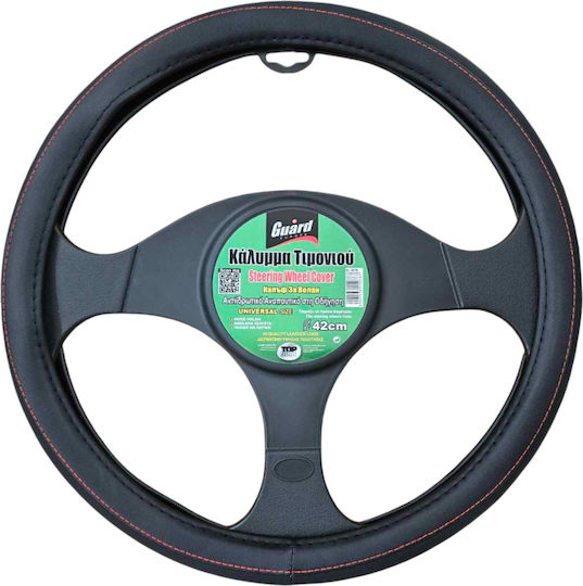Guard Car Steering Wheel Cover with 42cm Diameter Synthetic Black with Black Stitching