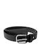 Wide Leather Women's Black Belt 3009-Black/Silver-115cm