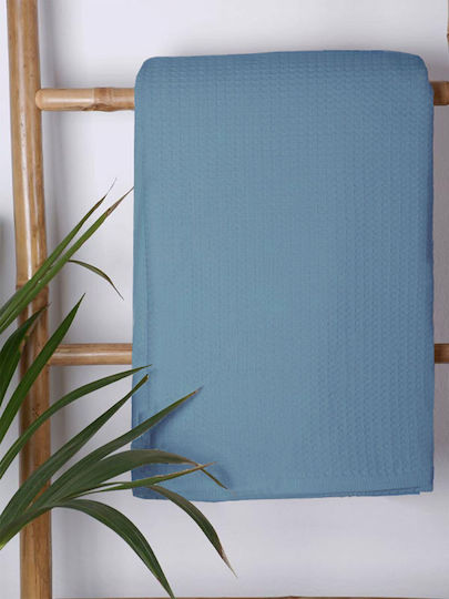 Piqué Baumwolldecke Blau King-Size 240×260 Sunshinehome