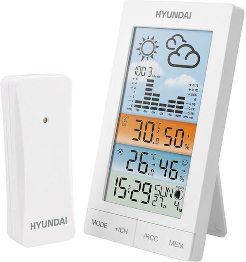 Hyundai HY-WS2050 Stație Meteo Fără Fir Digitală de Masă Albă