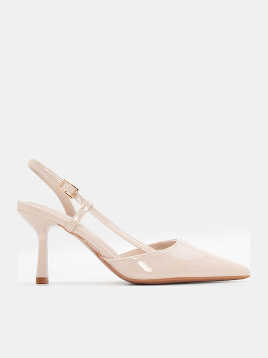 Luigi Pointed Toe Heels with High Heel Beige
