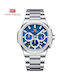 Mini Focus Men's Battery Watch with Silver Metal Bracelet