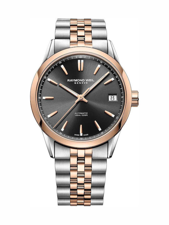 Raymond Weil Freelancer Ανδρικό Ρολόι 40mm Αυτόματο με Ροζ Χρυσό Μεταλλικό Μπρασελέ