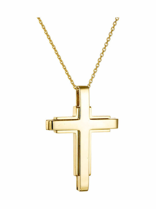 Kritsimis Gold Cross 14K Double Sided with Chain