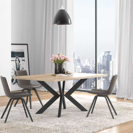 Nr 9 Esszimmer- und Küchentisch Holz mit Metallrahmen Aschgrau 140x90x78cm