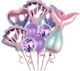 Set of 9 Birthday Mermaid Foil Purple Balloons