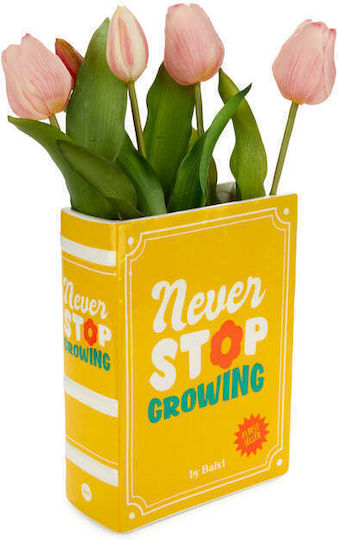 Balvi Декоративна Керамична Ваза Never Stop Growing Жълта 6.5xВ15см