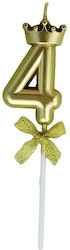 Number 4 Birthday Candle Crown Design Gold Alis...