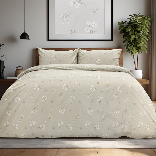 Lino Home Set Bettlaken Einzel 170x260cm Beiges (3 Stück)