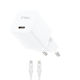 TTEC GaN Charger With USB-C Port And USB-C - Lightning Cable 30W Power Delivery White SmartCharger