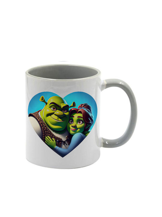 Shrek Keramiktasse Grau Griff Innen