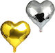 Set 2 Herzfolie Luftballons Silber 45cm