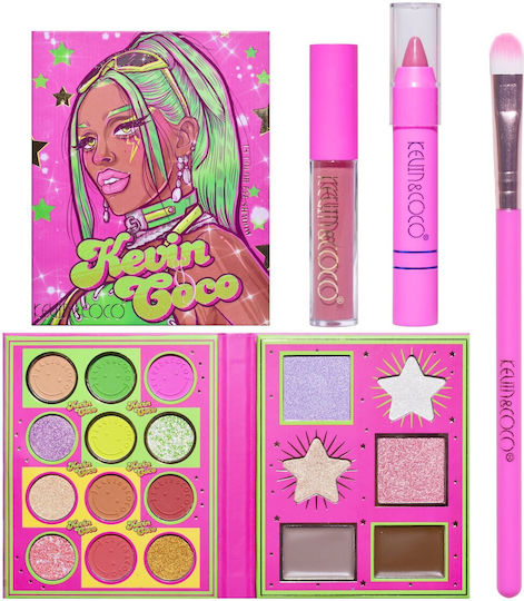 Set 4 Produse de Machiaj Kevin Coco Green Cool Girl 18 Culori 20.5 X 18.2 X 2.2 Cm