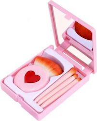 Set 4 Mini Makeup Brushes Alista Home Portable In Case Mirror Made Soft Synthetic Hair Pink Heart Design 12x7x2.5 Cm Set 4 Mini Makeup Brushes Alista Home Portable In Case Mirror Made Soft Synthetic Hair Pink Heart Design 12x7x2.5 Cm
