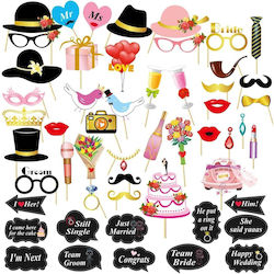 Set 60 Partyzubehör Alista Home Hochzeit Thema Fotostand-Requisiten Brillen Hüte Schnurrbart Krawatte Veranstaltungen Bunt