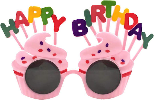 Ochelari La Mulți Ani Tematică De Ziua De Naștere Protecție Solară Design Cupcake Din Plastic 18.5x11.5 Cm Roz