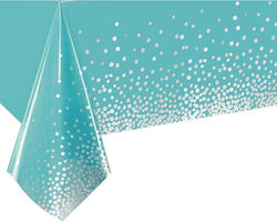 Tablecloth Alista Home Made Peva Silver Polka Dot Print 137 X 274 Cm Waterproof Stain Resistant Quick Cleaning Blue