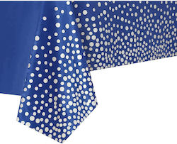 Tablecloth Alista Home Made Peva Silver Polka Dot Print 137 X 274 Cm Waterproof Stain Resistant Quick Cleaning Dark Blue