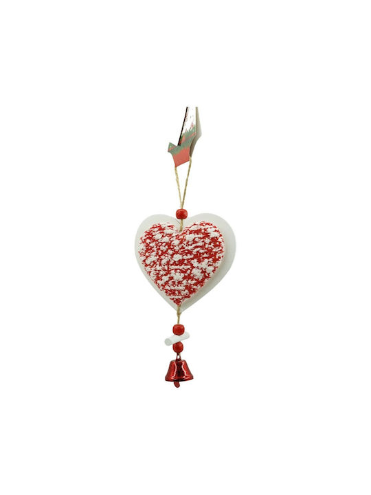 Ornament De Crăciun Pentru Brad Inimă Tweed Alb Roșu Din Lemn 18 Cm Alista Home