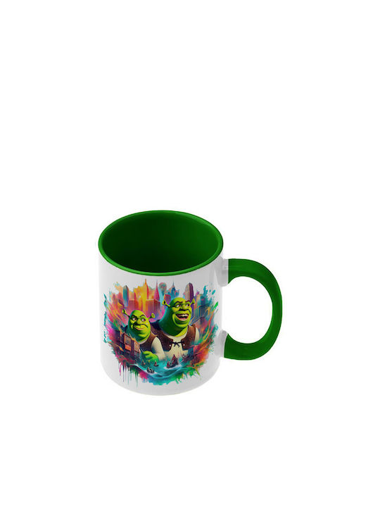 Shrek Tasse Dunkelgrüne Grüne Griff Innen