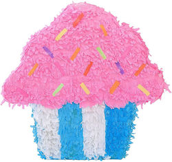 Pinata Briosa Cupcake Petrecere Din Hârtie Creponată Carton Roz 45 X 35 X 10 Cm