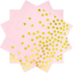 Set 20 Paper Napkins Alista Home Gold Polka Dot Print 17 X 17 Cm Pink
