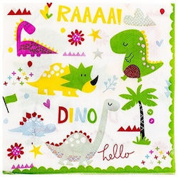 Set 20 Dinner Napkins Alista Home Dino Park Collection 17 X 17 Cm Paper Multicolor
