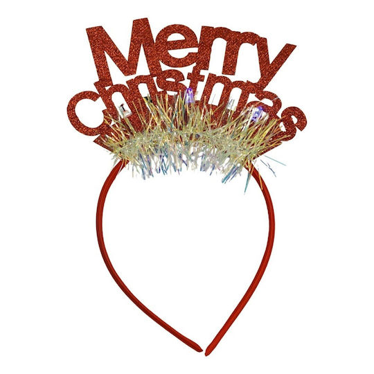 Merry Christmas Headband Hoop Red Glitter Standard Size Alista Home