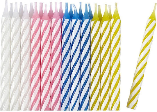 Set 24 Lumanări De Ziua De Naștere Spirale Model Petrecere 6.5 Cm Parafină Multicolore