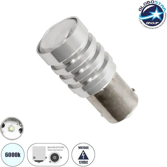 GloboStar Car Lamp PY21W-BAU15s Canbus LED 6000K Cold White 12V 10W