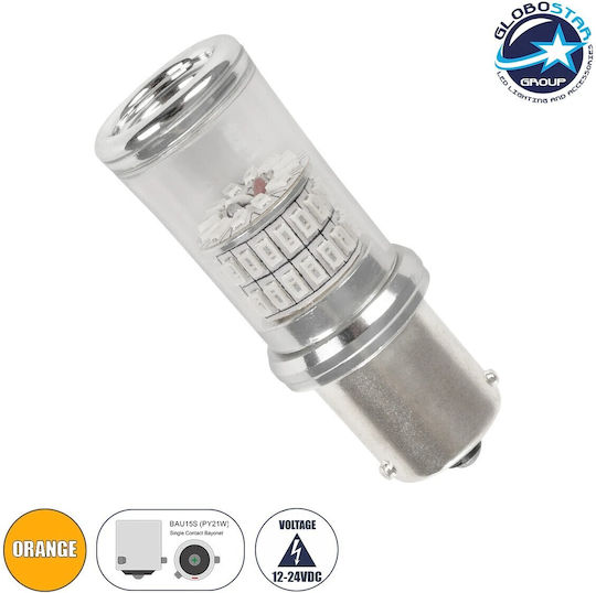 GloboStar Car Lamp PY21W-BAU15s Canbus LED Orange 12-24V 4W