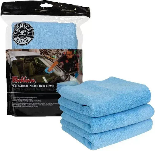 Chemical Guys Car Microfiber Cleaning Cloths Blue 40x40cm 3 Pieces