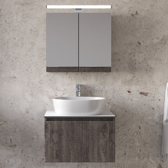 Furnibath Баня Маси със Смесител и с Огледало със Светлина М61xД46xВ50см Сив