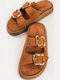 Δερμάτινα Γυναικεία Σανδάλια Flatforms Ταμπά