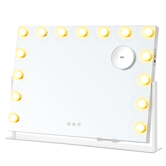Songmics Schminkspiegel Tischgerät mit Licht 62,5x10cm Weiße
