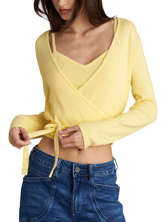 attrattivo Γυναικεία Πλεκτή Ζακέτα Yellow