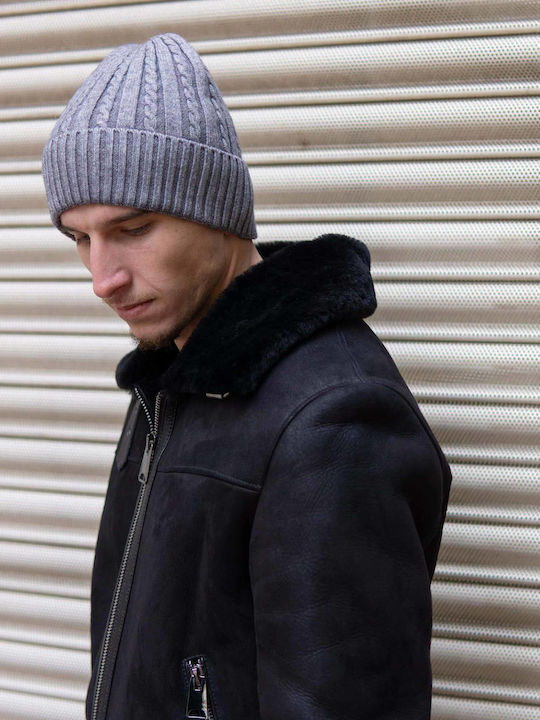 Beanie Ανδρικός Σκούφος Πλεκτός σε Γκρι χρώμα
