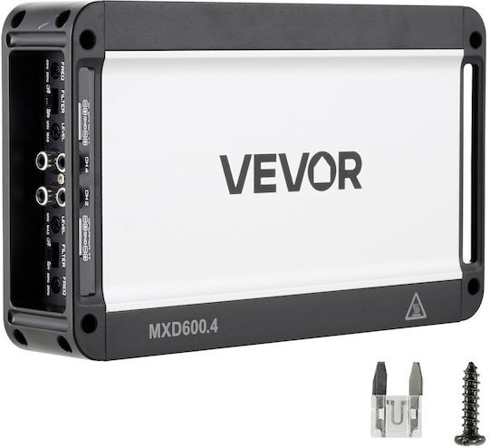 Car Amplifier Vevor 4 Channel Bridgeable Car Amplifier Multichannel Stereo Amplifier Class D Max 4 X 420w at 4 Ohms 4 X 600w at 2 Ohms High Efficiency SUVs Pickups Off Road Vehicles