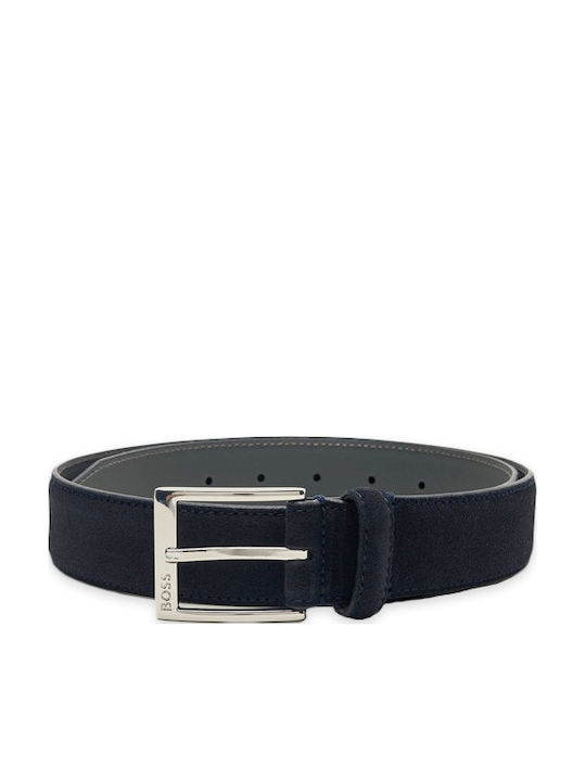 Men's Leather Belt Navy Blue