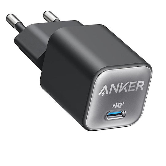 Anker Charger Without Cable GaN with USB-C Port 30W Power Delivery Black 511 Nano 3