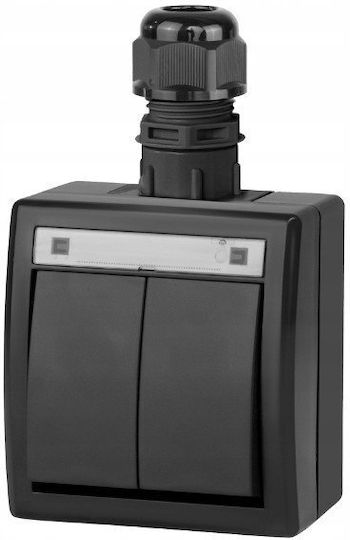 Elektro Plast Waterproof Recessed Wall Switch Double Black