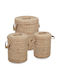 Selected by Pragmatic Decorative Wicker Basket with Cap and Handles Beige 40x40x50cm