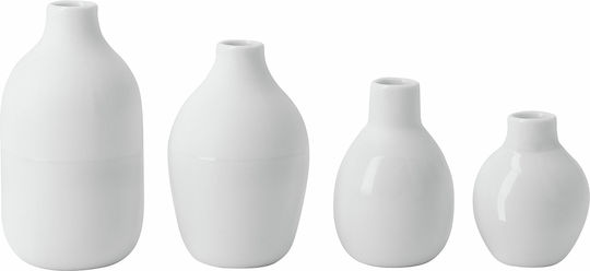 Raeder Σετ Διακοσμητικα Βάζα Πορσελάνης Mini Bottles Λευκά 4τμχ
