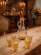 Galifas Glass Liqueur Decanter with Stopper and Yellow Glasses 7 Pieces