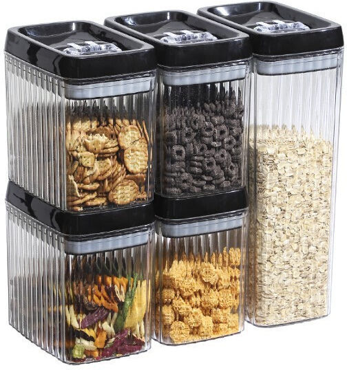 Alista Home Set 5 Stück Lebensmittelgläser mit Kunststoffdeckel Transparent 1500ml