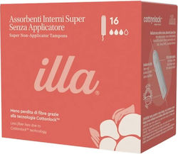 Illa Care Cottonlock Super Tampon Ταμπόν Μέτριας Ροής Οργανικό Βαμβάκι Ιδανικά & Ευαίσθητο Δέρμα 16 Τεμάχια
