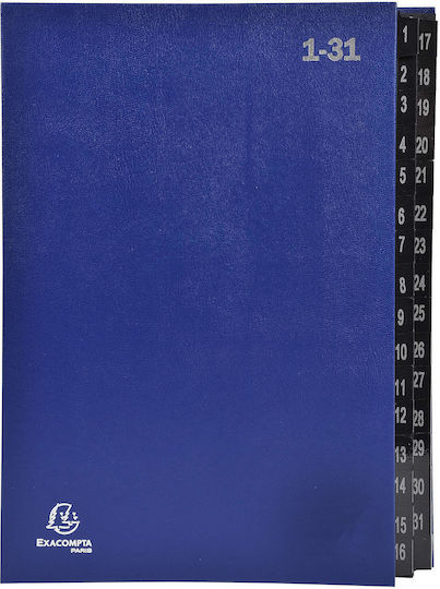 Exacompta 57042e Ordonator De Birou Reciclabil Extra Rezistent Din Carton Cu Ferestre De Vizualizare 1-31 Din A4 Cu File Din Plastic Ranforsate Organizator Dosar Compartiment Dosar Index Albastru