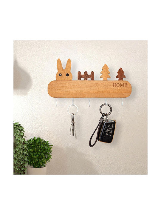 Alista Home Agățătoare Chei De Perete Din Lemn 5 Compartimente 13.5x22cm